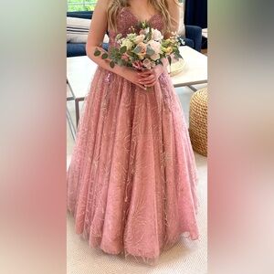 Pink Sparkly Princess Prom Dress